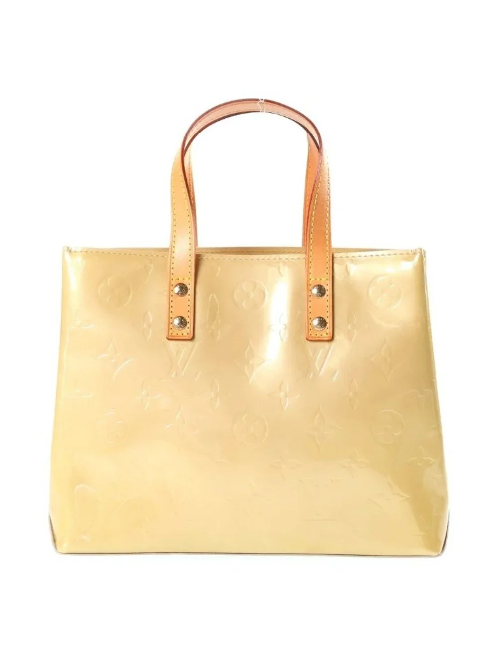 Louis Vuitton Monogram Vernis Reade PM Handbag Light Yellow Leather Patent Gold